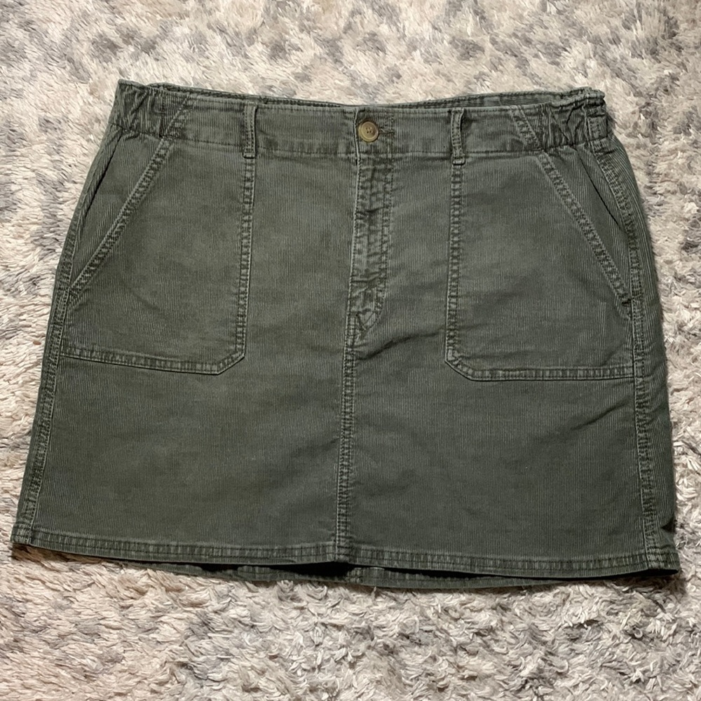 American Eagle Army Green Corduroy Mini Skirt